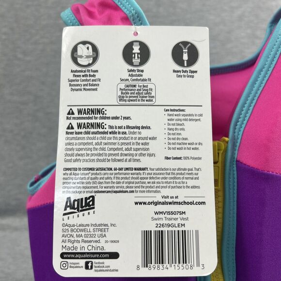 NEW Swim School Kids Trainer Vest Level 2 With Adjustable Safety Strap 2-4 Years - Picture 5 of 7